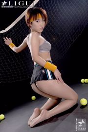 นางแบบ Meimei "Badminton Beauty Silk Foot Show" คอลเลกชันบน, กลางและล่าง [丽柜 LiGui] รูปถ่ายขาและเท้าหยกที่สวยงาม