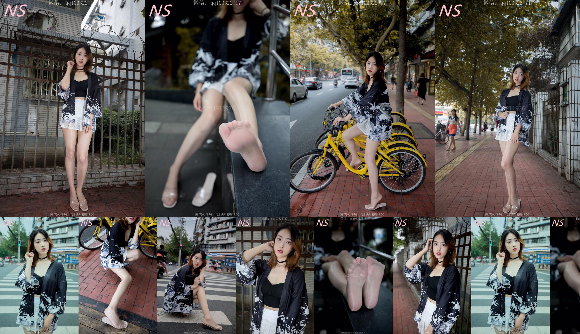 Ман Вэнь «Поездка на трехколесном велосипеде в телесных чулках и с красивыми ногами» [Nass Photography] No.5b77f0 Страница 2
