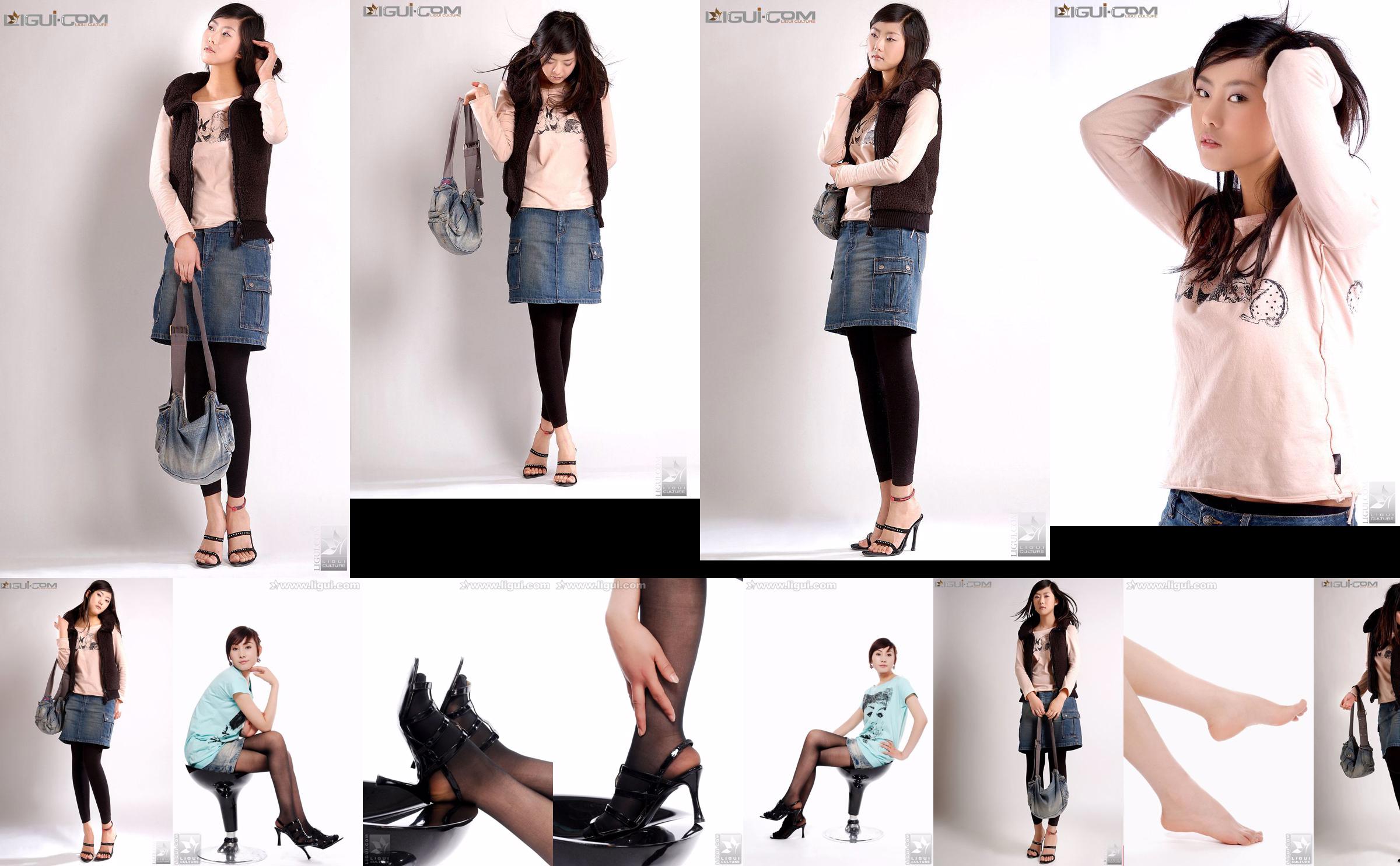 Model Zhang Di "Jeans-Kurzrock spielt elegant" [Ligui LiGui] Foto von schönen Beinen und Jadefüßen No.8e0a35 Seite 2
