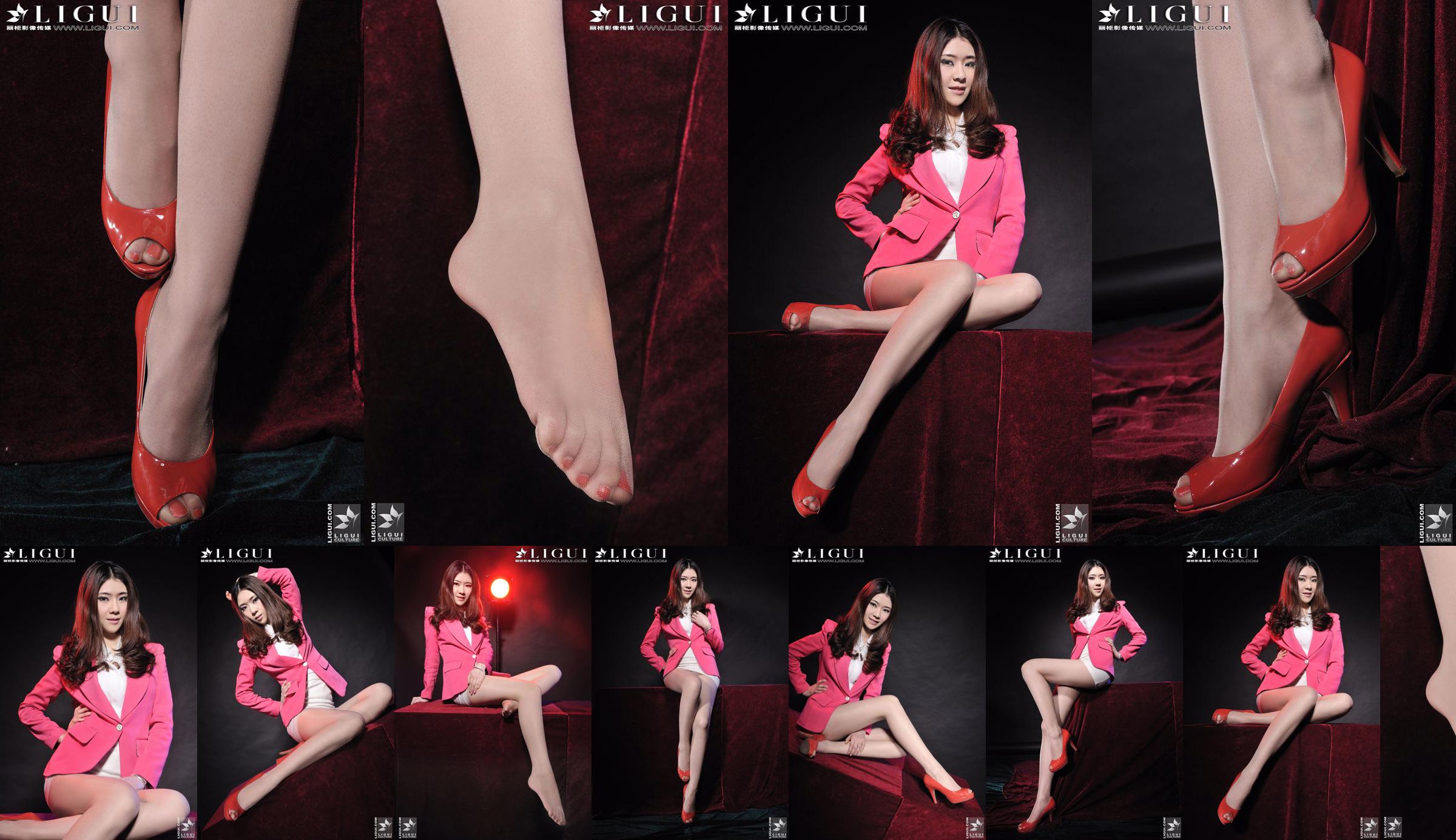 Model Chenchen "Gadis Merah Bertumit Tinggi" [丽 柜 LiGui] Gambar foto kaki dan kaki giok yang indah No.78016d Halaman 1